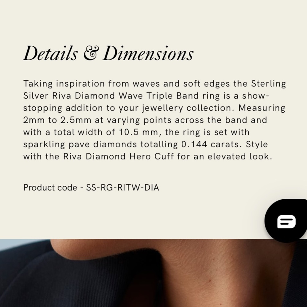 🎉HP🎉 NWT Monica Vinader Riva Triple Wave Pave Diamond Rose Gold Ring & Gift Wrap - Picture 9 of 9
